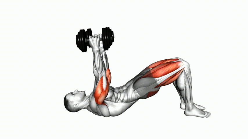 Ponte de Glúteos com Tríceps Testa com Halteres