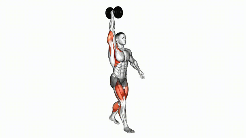 Caminhada com Halter Acima da Cabeça Unilateral