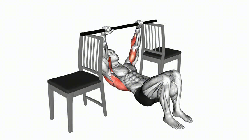 Remada Invertida com Joelho Flexionado Entre Cadeiras
