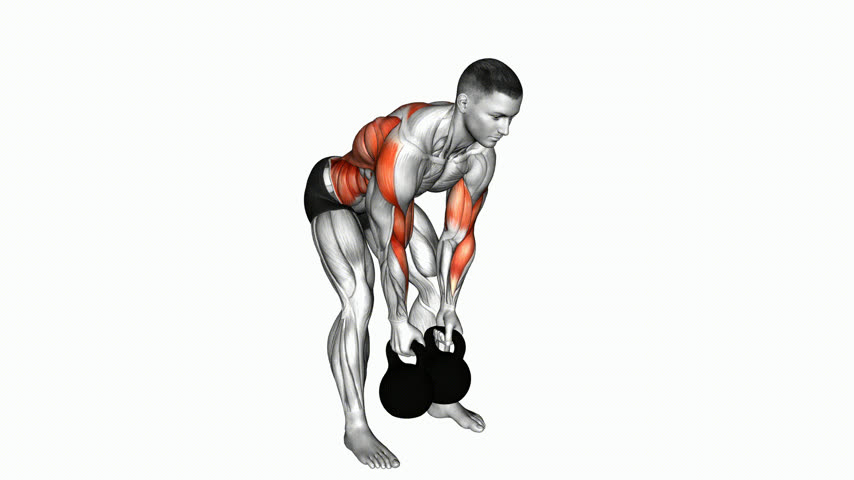 Remada Curvada Alternada com Rotação com Kettlebell