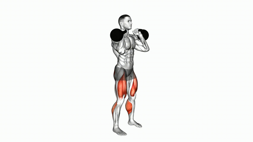 Elevação de Panturrilha e Agachamento Frontal com Kettlebell