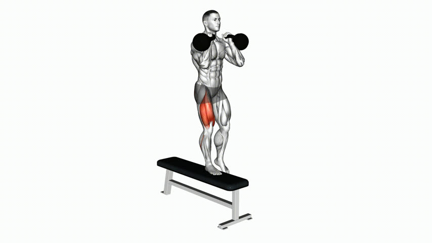 Subida Lateral no Banco com Kettlebell