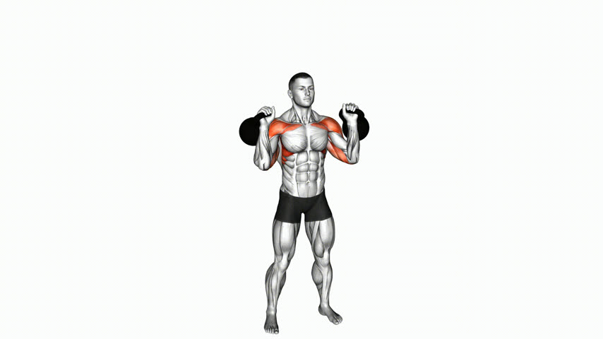 Desenvolvimento Militar com Dois Braços com Kettlebell