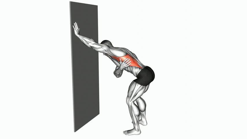 Alongamento de Dorsal Unilateral contra a Parede