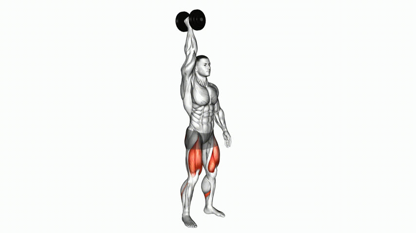Agachamento com Halter Acima da Cabeça Unilateral